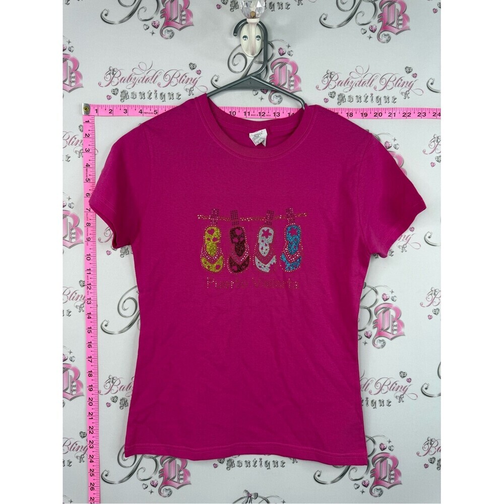 Yazbek tshirt rhinestone Puerto Vallarta, Bright Magenta Graphic Tee
